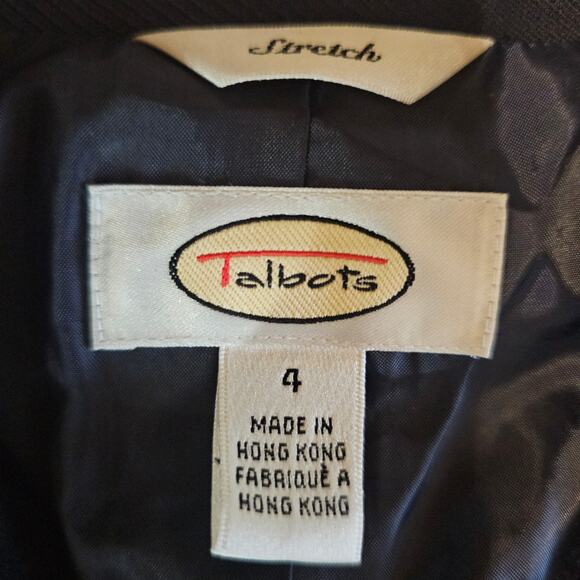 Talbots Navy Blue Gold Tone Embroidery Wool Blazer Jacket Preppy Women's 4 3611 - Picture 4 of 8